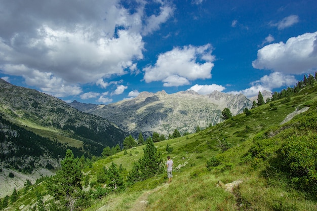 風景自然の山の景色夏のピレネー山脈、アラゴン、スペイン