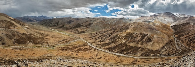 landscape near Tanglang la Pass mountain pass in Himalayas along the Leh Manali highway Ladakh India