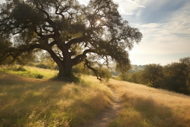 Landscape oak tree nature Generate Ai