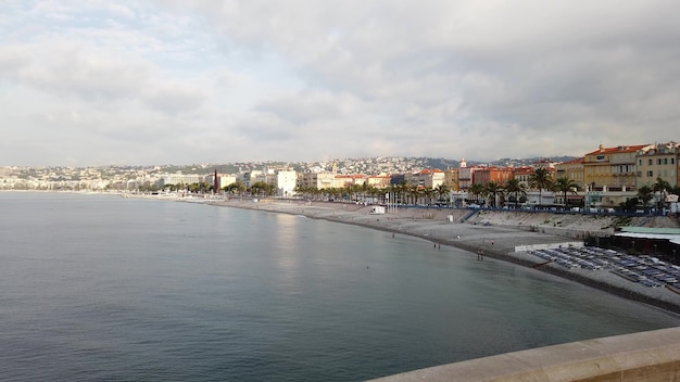 Landscape of the ocean and the city of Nice