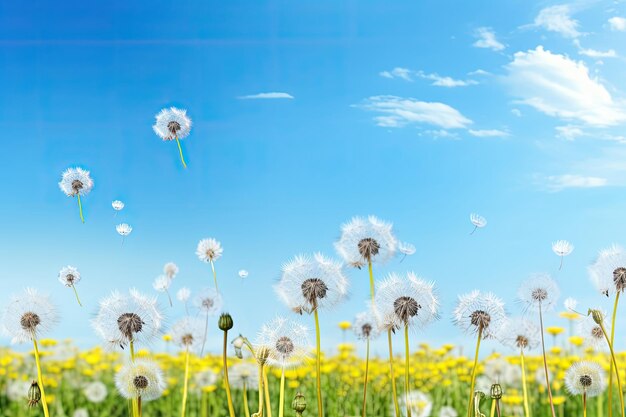 写真 春の季節に太陽の光で草原でく花の美しい風景の風景