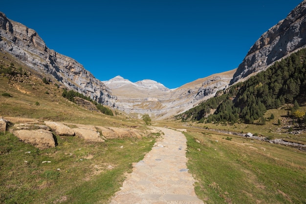 Landscape of Ordesa and Monte perdido national park in Aragonese pyrenees, Spain.