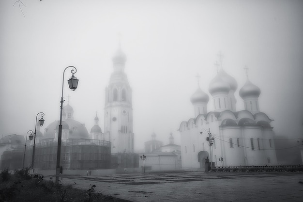ヴォログダの風景正教会、ロシアの観光の歴史的中心部、キリスト教の教会の風景