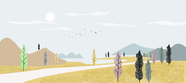 Photo landscape painting, landscape, abstract, ink painting background. fashion of modern art wall