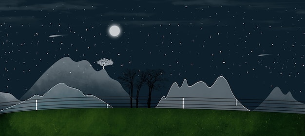 풍경화, 풍경, 추상, 잉크 그림 배경. 현대 미술 벽의 패션