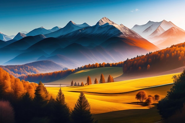 Landscape panorama with mountains