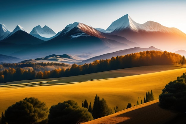 Landscape panorama with mountains