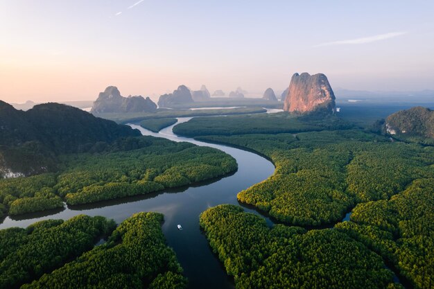 Landscape Phangnga bayRock and island scenery and Phang Nga Bay