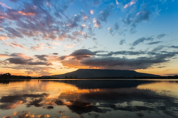 Landscape photo sunset at Phu kradueng national park , Thailand