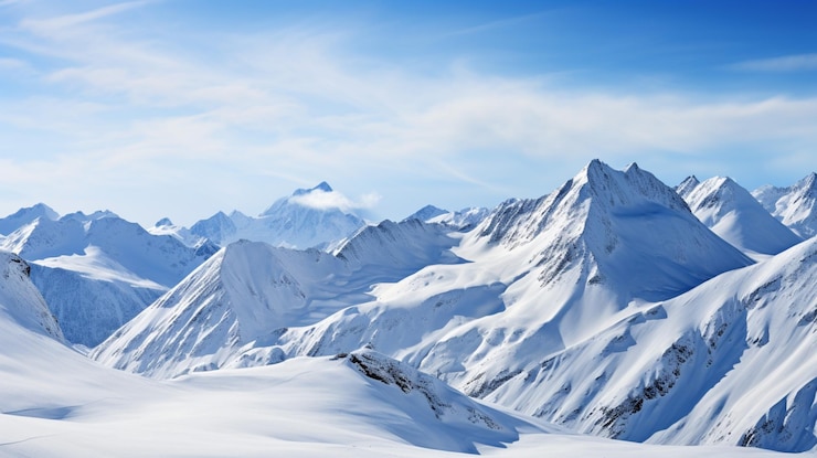 Photo landscape photograph of a serene mountain range snow