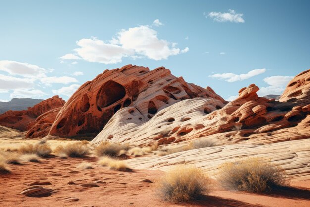 Landscape Photography of Ancient Red Rock Formations Generative AI