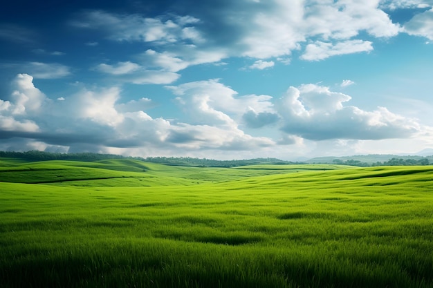 緑の草の木のフィールドの風景写真