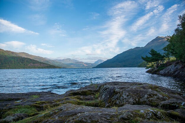 Landscape photography of lake and mountains