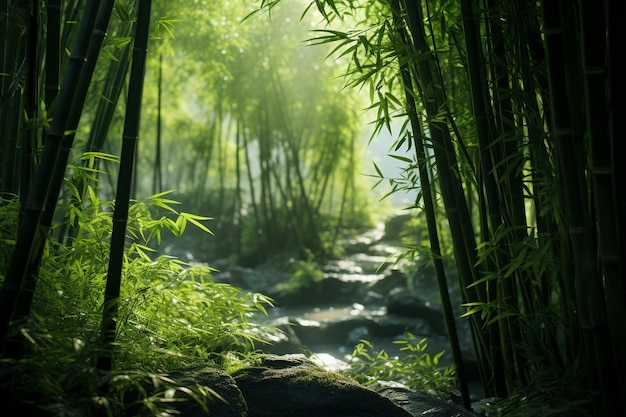 Landscape photography of lush bamboo forests