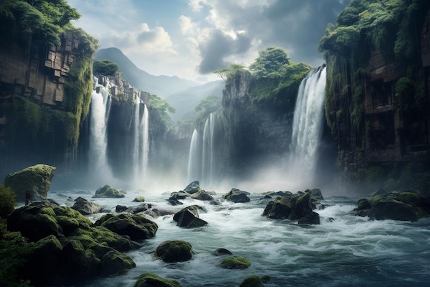 Landscape photography of majestic waterfalls