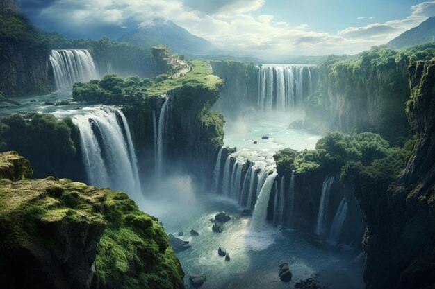 Landscape photography of majestic waterfalls