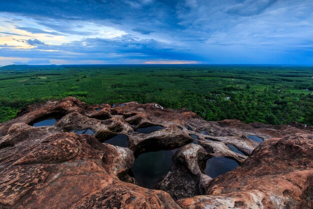 Landscape of Phu- Sing, the mountain in  Buengkan province, Thailand.