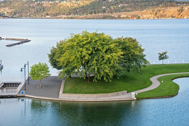 Landscape of recreational park on okanagan lake shore