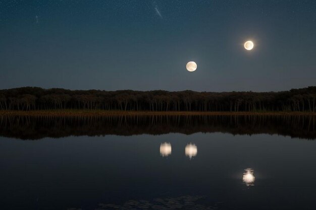 Photo landscape of river in the full moon night