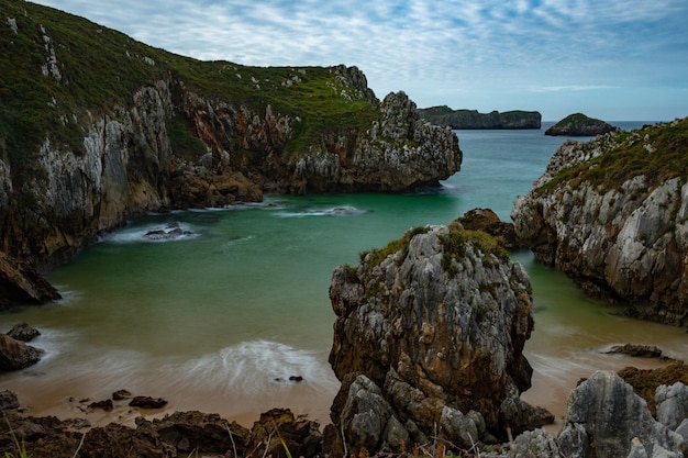 Landscape and rugged cliffs of the asturian coast