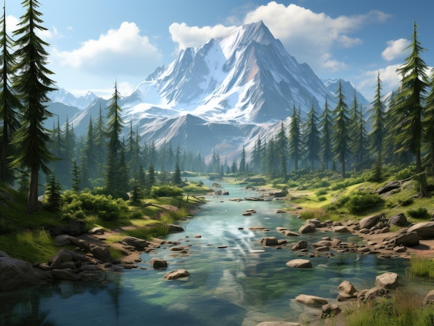 Landscape scenery illustration HD 8K wallpaper Stock Photographic Image