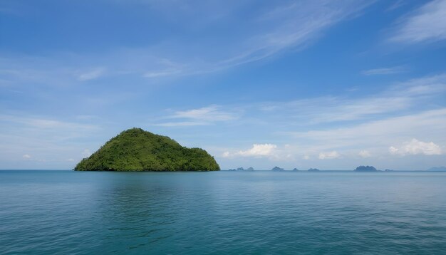 Landscape sea and island on the bright sky in summer Coast ideal for diving