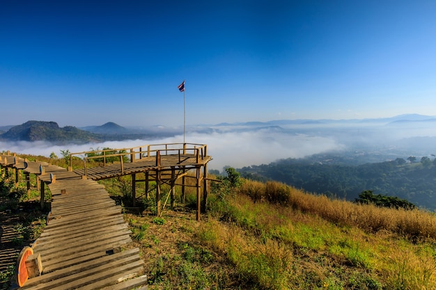 Landscape sea of mist on Mekong river in border of Thailand and Laos