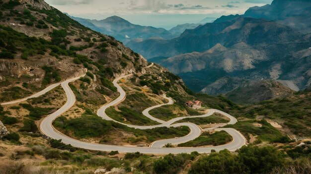 Photo landscape shot taken at serpentine road in masca spain