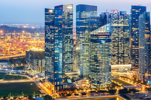 Landscape of the Singapore financial district and business building