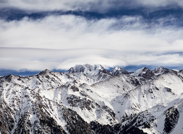 Landscape of snowy mountains