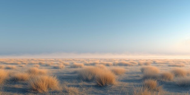 Foto paesaggio di pianura steppa con erba secca e cespugli