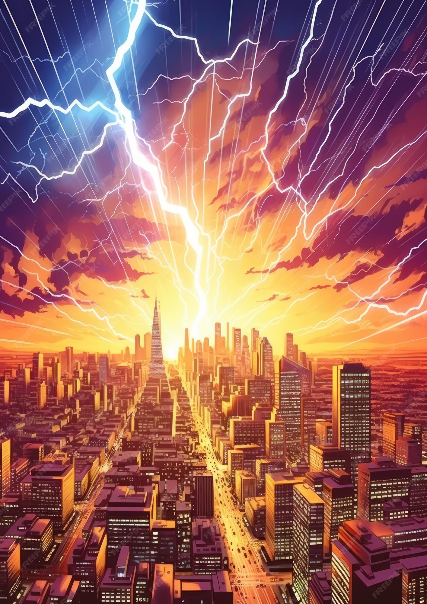 Premium Photo | Landscape storm view on lightning bolts bad weather 
