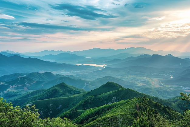 Photo landscape of sunrise on mountain view