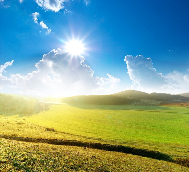 Photo landscape at the sunrise
