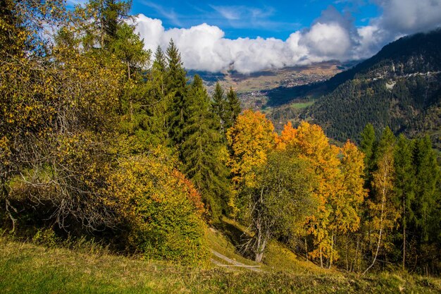 Landscape of the Swiss Alps in autumn