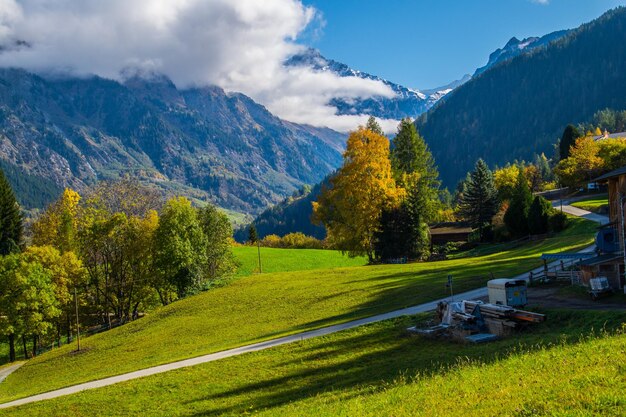 Landscape of the Swiss Alps in autumn