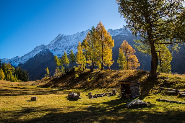 Landscape of the Swiss Alps in autumn