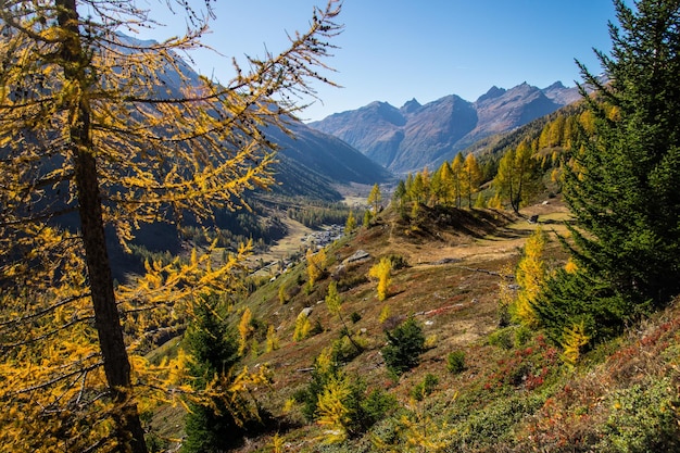 Landscape of the Swiss Alps in autumn