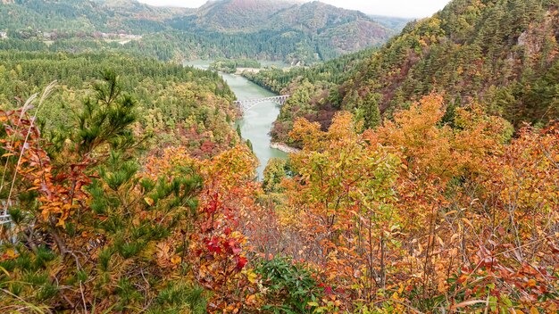 Landscape of Tadami Line in Fukushima, Japan