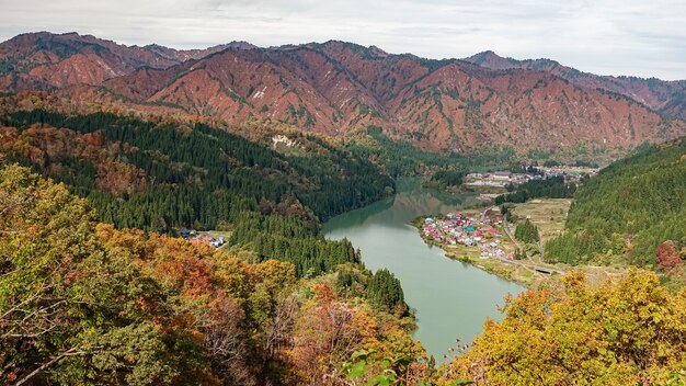 Landscape of Tadami Line in Fukushima, Japan