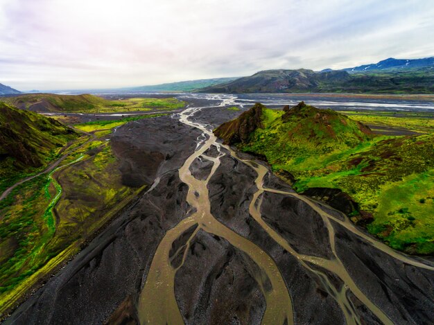 The landscape of Thorsmork in highland of Iceland.