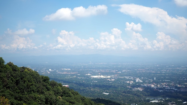 Photo landscape and the top view of the countryside in chiang mai, thailand.