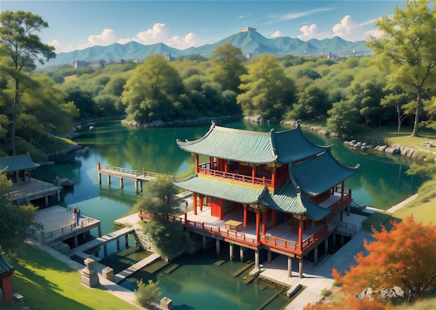 Landscape of traditional chinese Garden Asian theme landscape