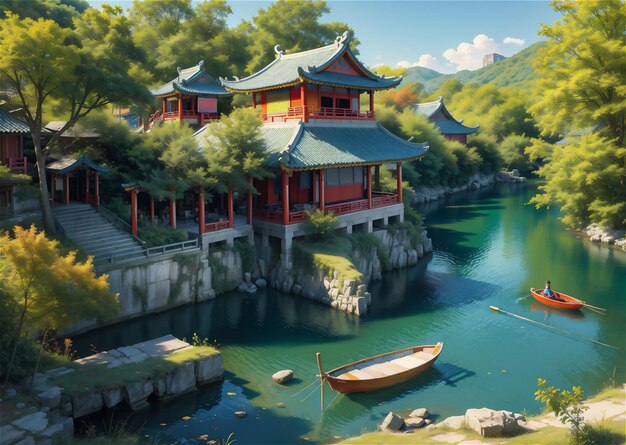 Landscape of traditional chinese Garden Asian theme landscape