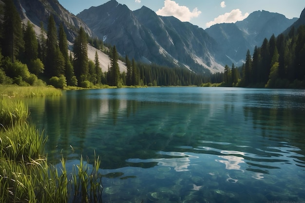 Photo a landscape of a tranquil lake