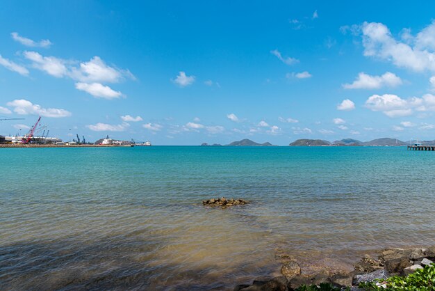 Landscape of travel place with nature at a beach and tropical sea 