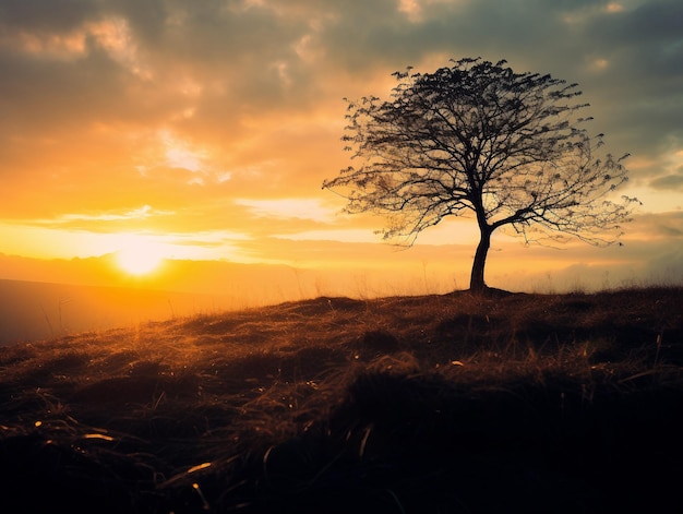 landscape a tree silhouette