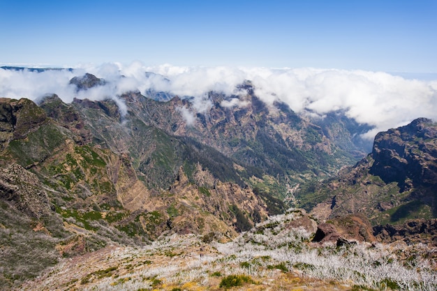 トレッキングピコドアリエイロからピコルイヴォ、マデイラ島、ポルトガルの風景