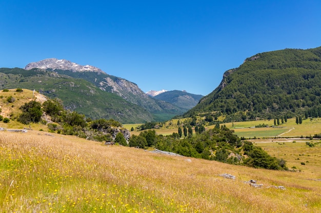 Landscape of valley with beautiful mountains view, Patagonia, Chile, South America