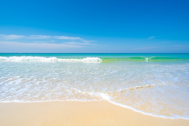 landscape view of beach with blue sky